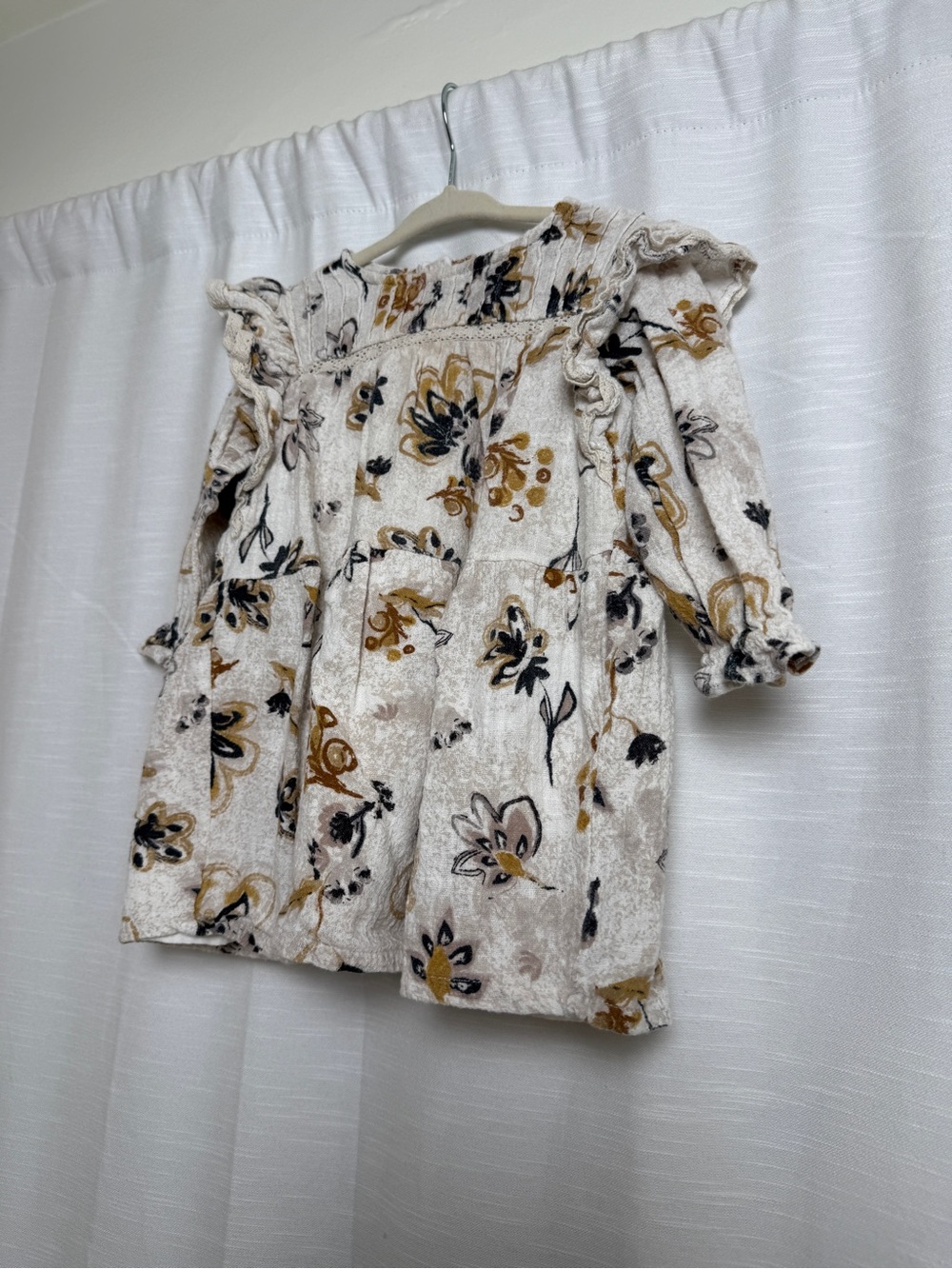 Jessica Simpson Baby Girl Floral Boho Dress Cream Mustard | Size 18M - Picture 5 of 11